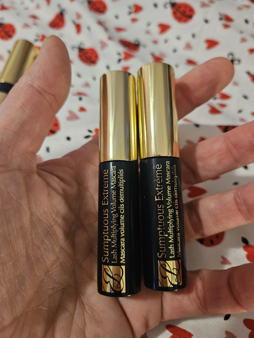 Lot of 3 Estee Lauder Gold and Black Volumizing Mascara Scumptuous Extreme